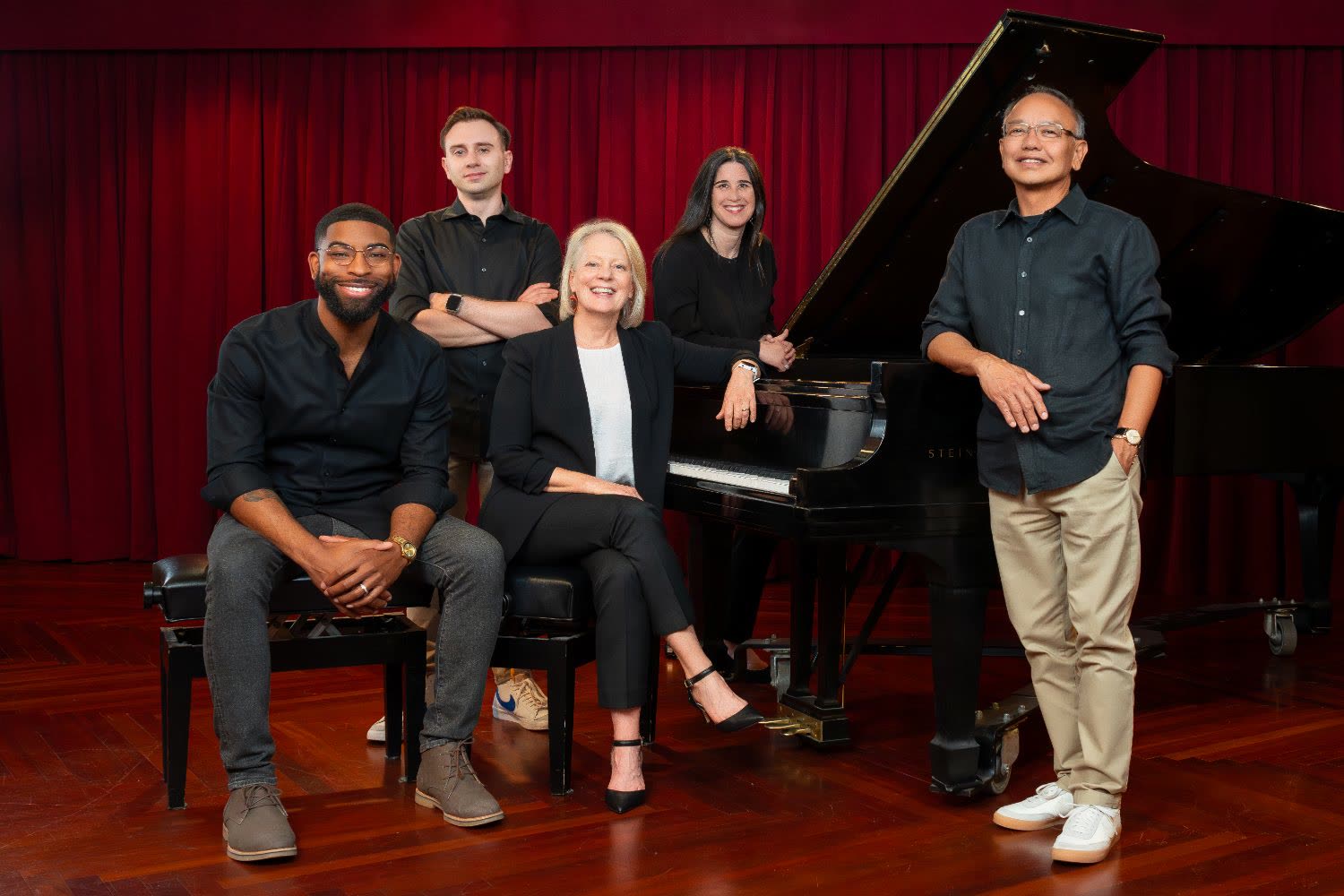 Group portrait session for a creative team, photographed on location